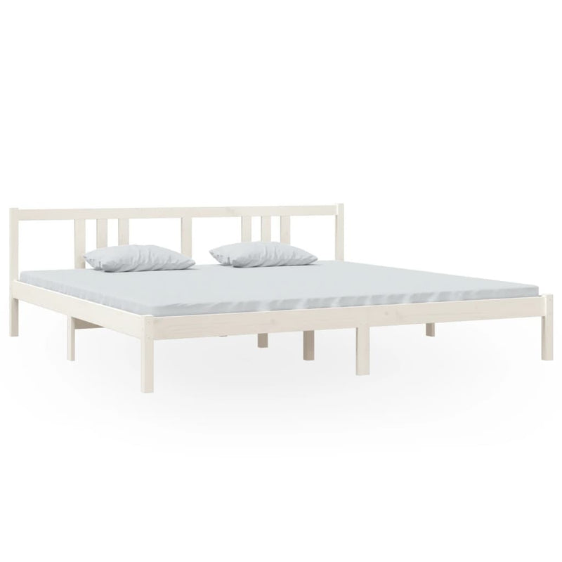 Bed Frame without Mattress White Solid Wood 200x200 cm