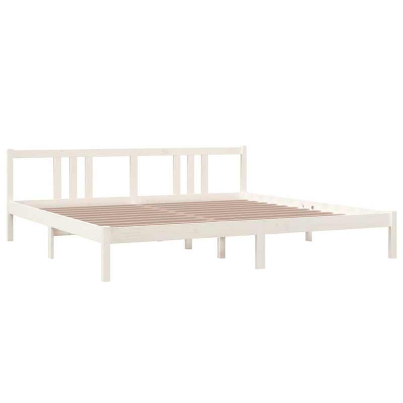 Bed Frame without Mattress White Solid Wood 200x200 cm