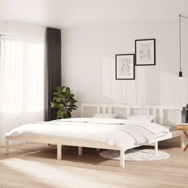 Bed Frame without Mattress White Solid Wood 200x200 cm