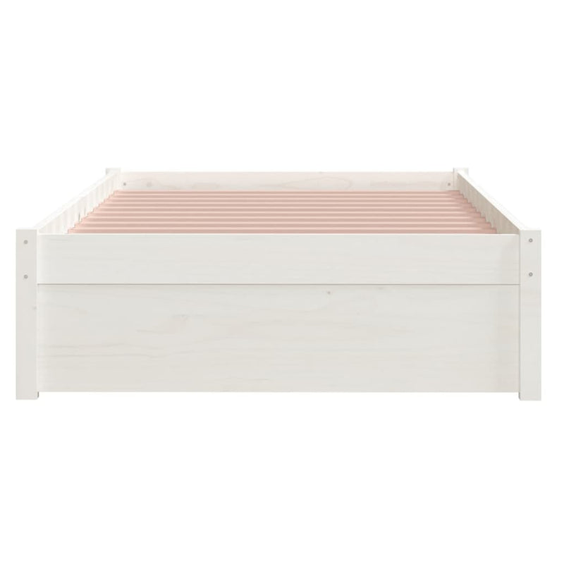 Bed Frame without Mattress White Solid Wood 90x200 cm