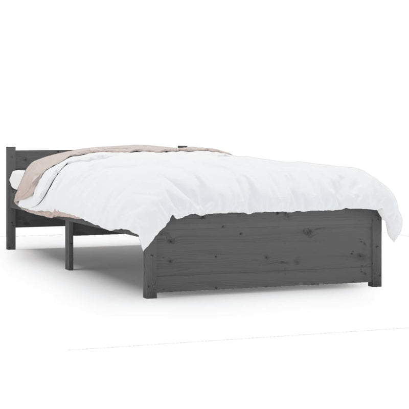 Bed Frame without Mattress Grey Solid Wood 75x190 cm Small Single Small Single