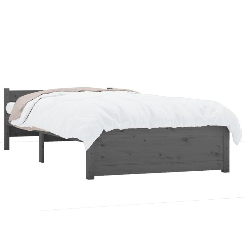 Bed Frame without Mattress Grey Solid Wood 75x190 cm Small Single Small Single