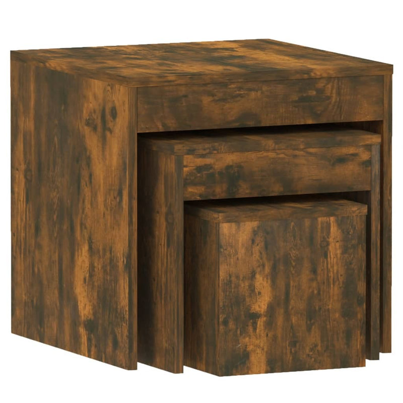 Nesting Tables 3 pcs Smoked Oak Engineered Wood