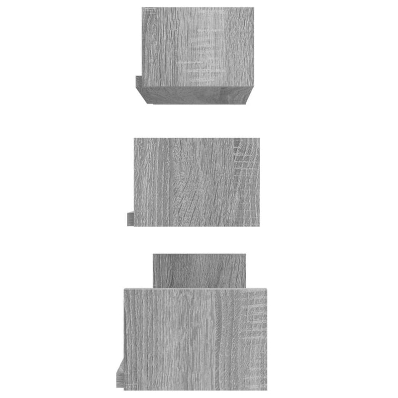 Wall Display Shelves 3 pcs Grey Sonoma Engineered Wood