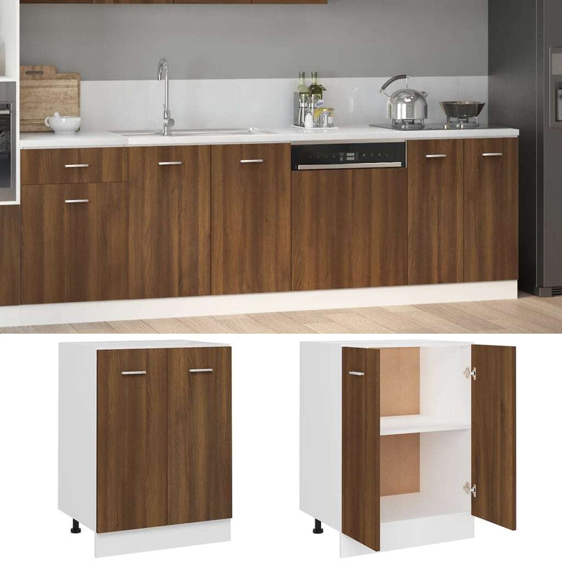 Bottom Cabinet Brown Oak 60x46x81.5 cm Engineered Wood