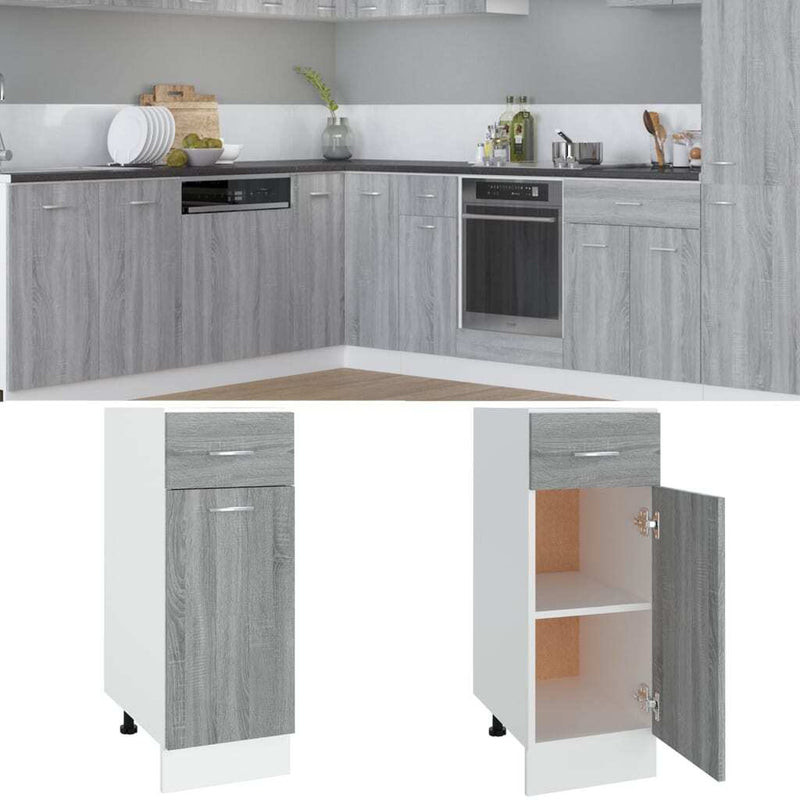 Drawer Bottom Cabinet Grey Sonoma 30x46x81.5 cm Engineered Wood