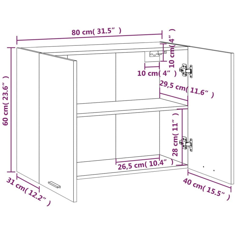 Hanging Cabinet Grey Sonoma 80x31x60 cm Engineered Wood