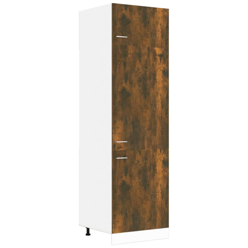 Refrigerator Cabinet Smoked Oak 60x57x207 cm Engineered Wood