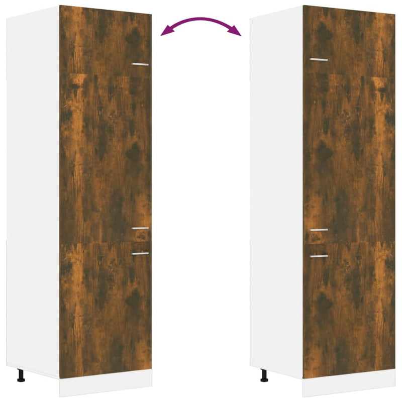 Refrigerator Cabinet Smoked Oak 60x57x207 cm Engineered Wood