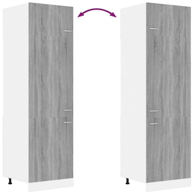 Refrigerator Cabinet Grey Sonoma 60x57x207 cm Engineered Wood