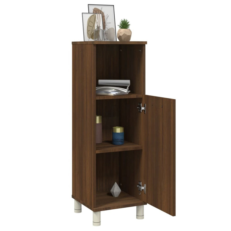 Bathroom Cabinet Brown Oak 30x30x95 cm Engineered Wood