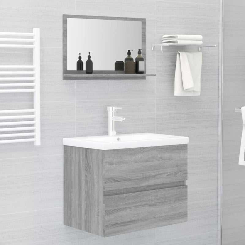 Bathroom Mirror Grey Sonoma 60x10.5x37 cm Engineered Wood