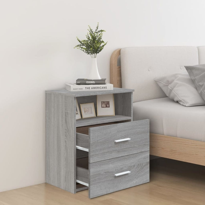 Bed Cabinets 2 pcs Grey Sonoma 50x32x60 cm