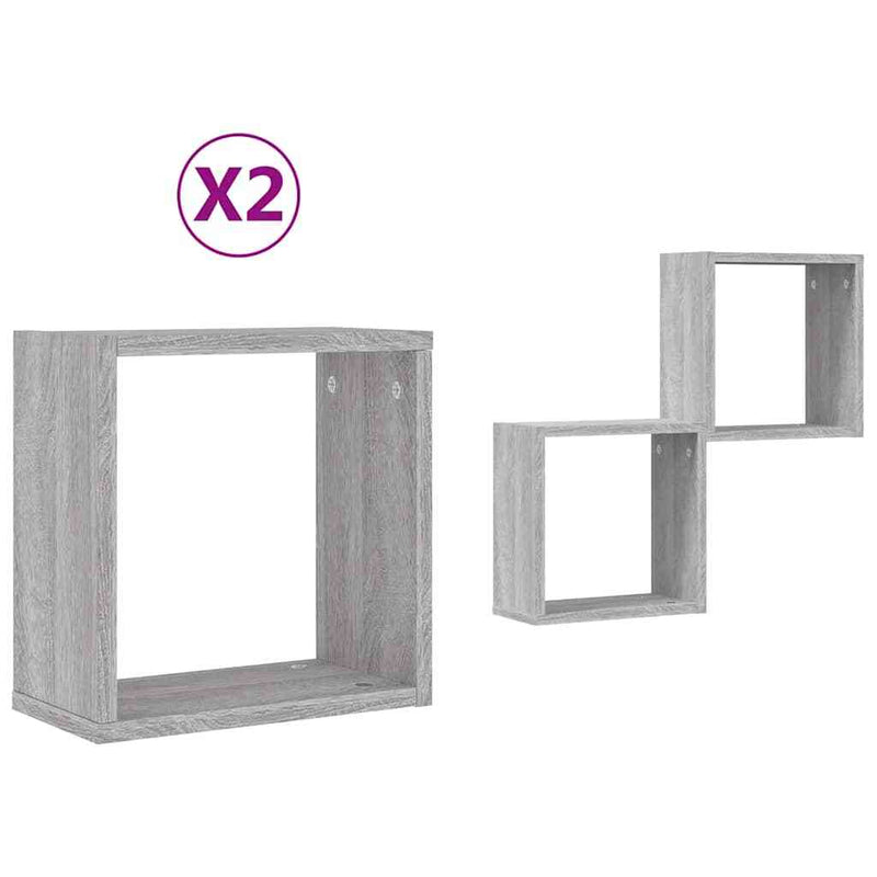 Wall Cube Shelves 2 pcs Grey Sonoma 30x15x30 cm