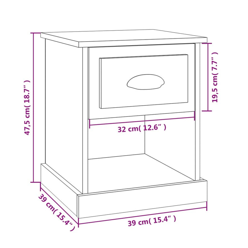 Bedside Cabinets 2 pcs Black 39x39x47.5 cm Engineered Wood