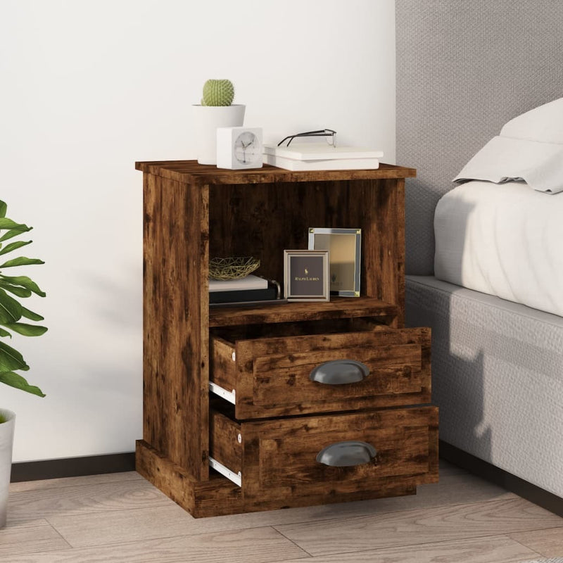 Bedside Cabinet Smoked Oak 43x36x60 cm