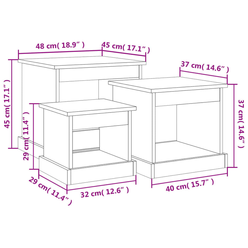 Coffee Tables 3 pcs Black Engineered Wood