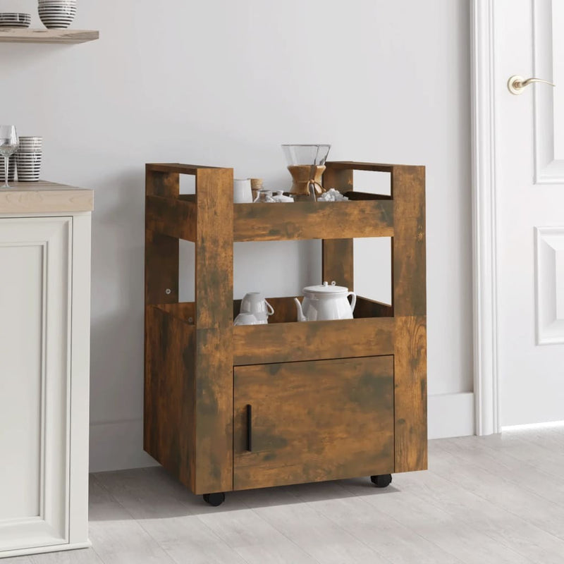 Kitchen Trolley Smoked Oak 60x45x80 cm Engineered Wood