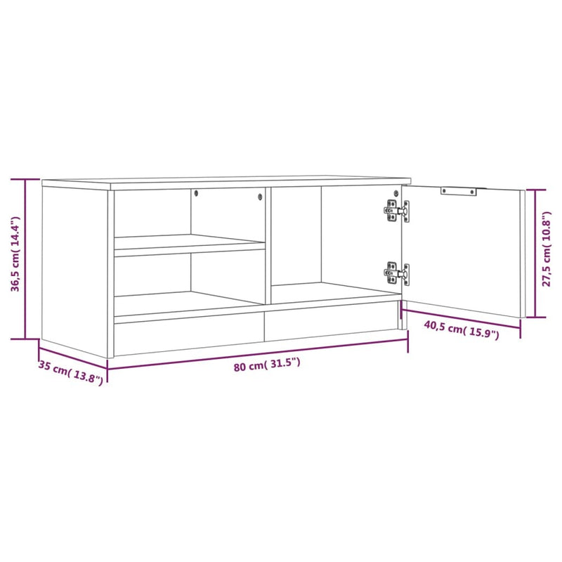 TV Cabinet Brown Oak 80x35x36.5 cm Engineered Wood