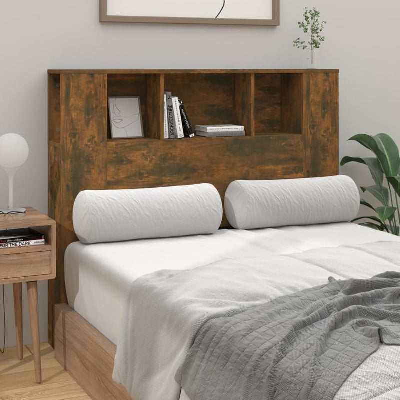 Headboard Cabinet Smoked Oak 120x18.5x102.5 cm