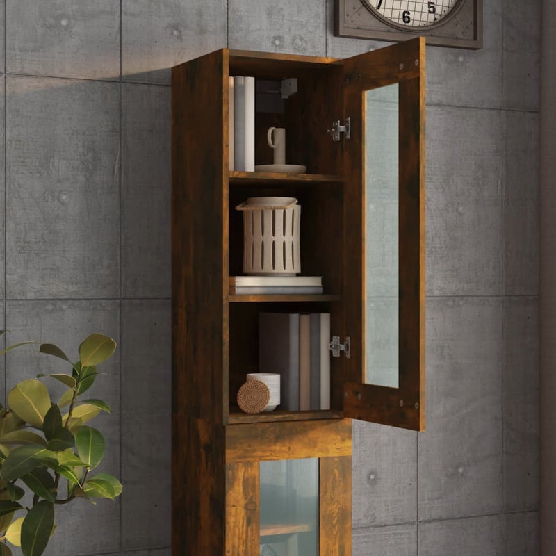 Hanging Wall Cabinet Smoked Oak 34.5x34x90 cm