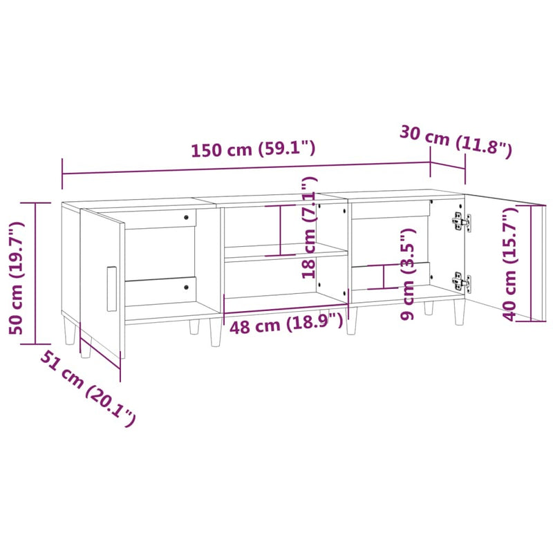 TV Cabinet Brown Oak 150x30x50 cm Engineered Wood