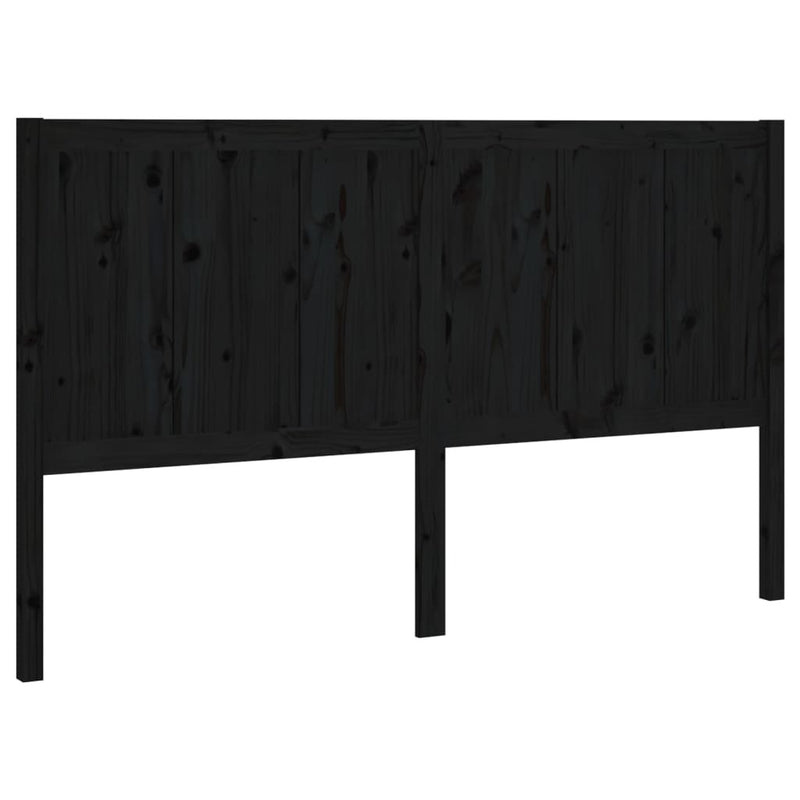 Bed Headboard Black 125.5x4x100 cm Solid Pine Wood