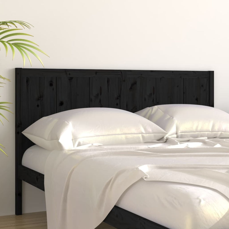 Bed Headboard Black 125.5x4x100 cm Solid Pine Wood