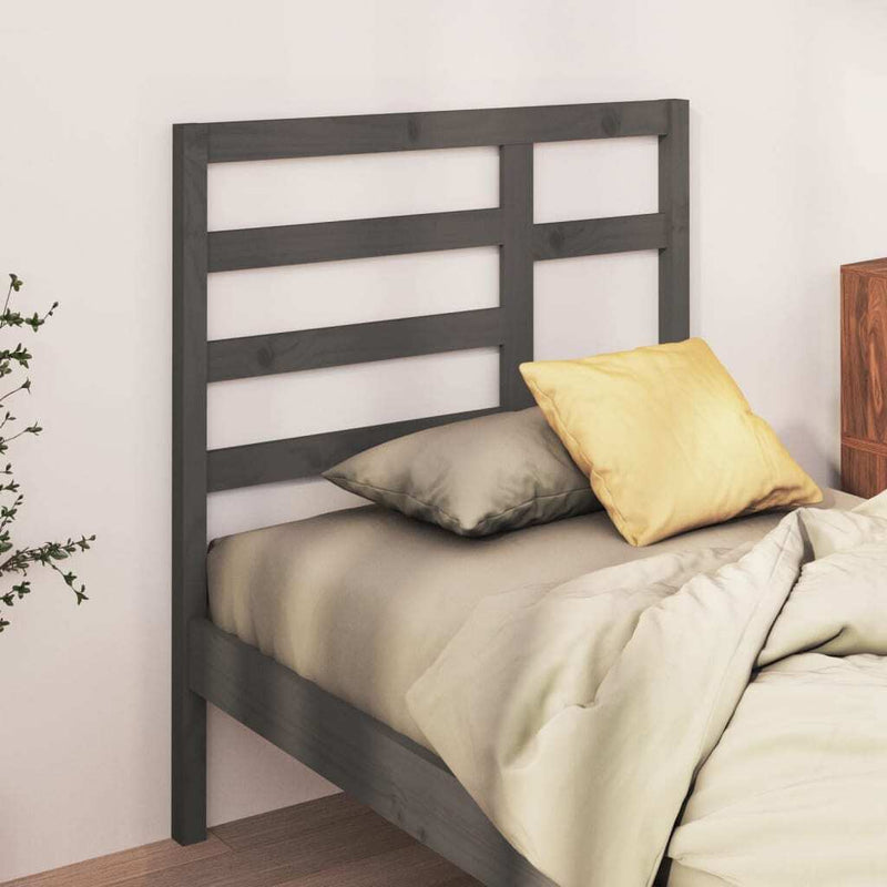 Bed Headboard Grey 81x4x104 cm Solid Wood Pine