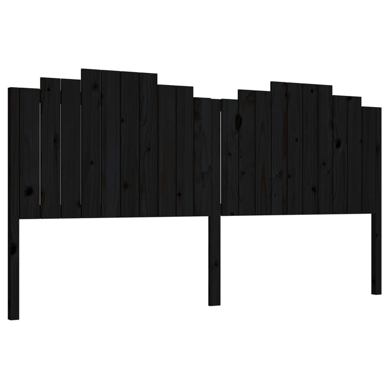 Bed Headboard Black 206x4x110 cm Solid Wood Pine