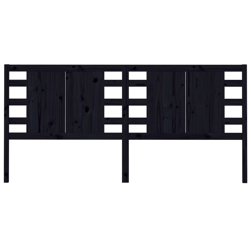 Headboard Black 146x4x100 cm Solid Wood Pine