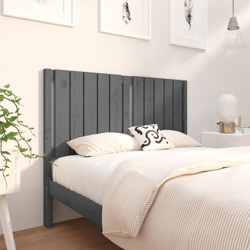 Bed Headboard Grey 125.5x4x100 cm Solid Wood Pine