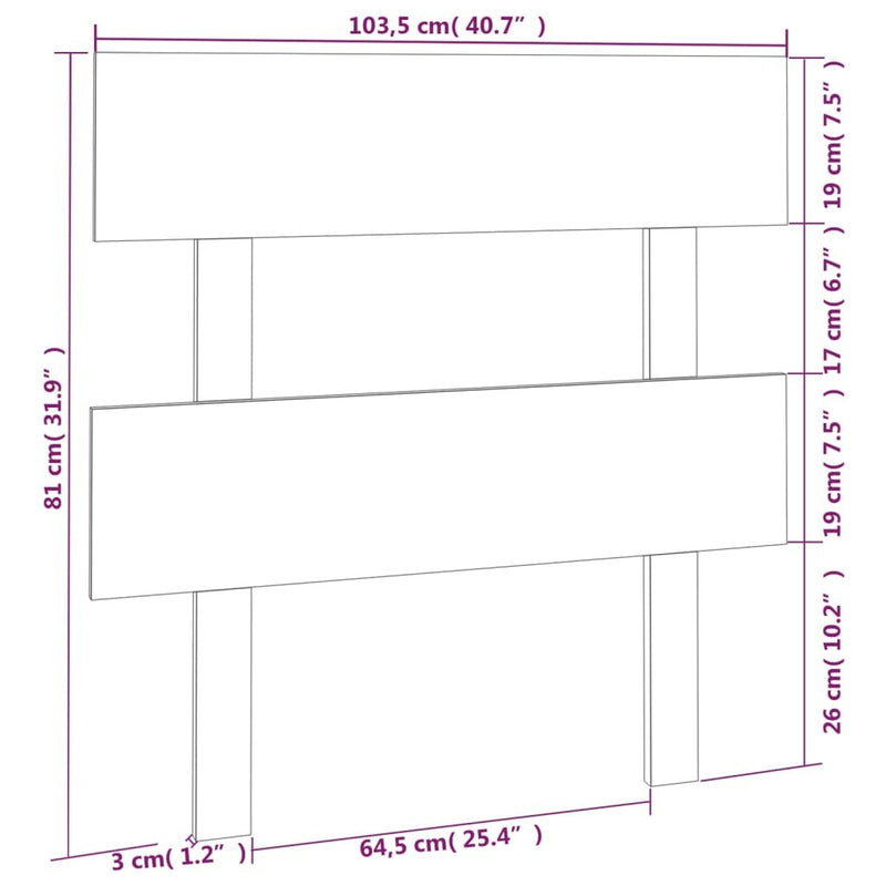 Bed Headboard White 103.5x3x81 cm Solid Wood Pine