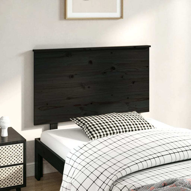 Bed Headboard Black 94x6x82.5 cm Solid Wood Pine