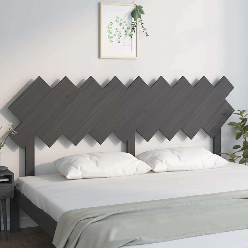 Bed Headboard Grey 178x3x80.5 cm Solid Wood Pine