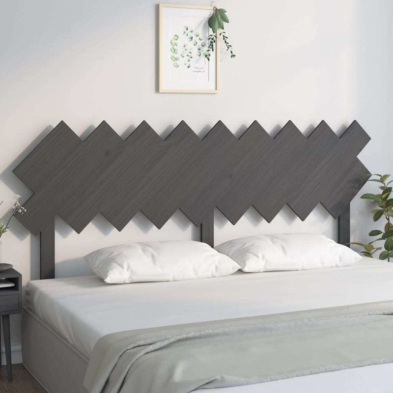 Bed Headboard Grey 178x3x80.5 cm Solid Wood Pine