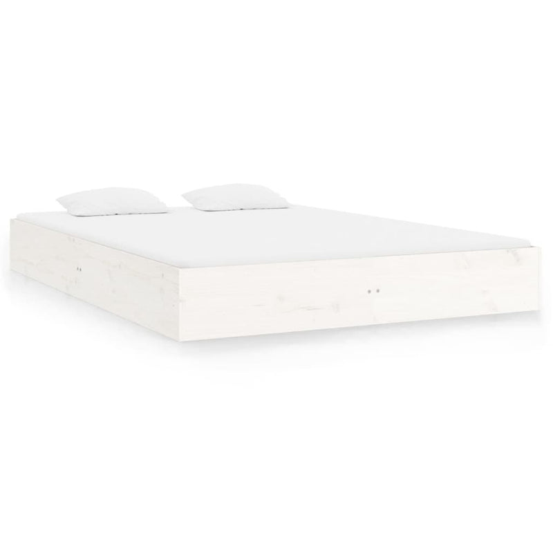 Bed Frame without Mattress White Solid Wood 140x200 cm