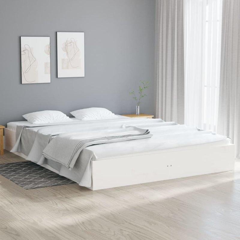 Bed Frame without Mattress White Solid Wood 140x200 cm