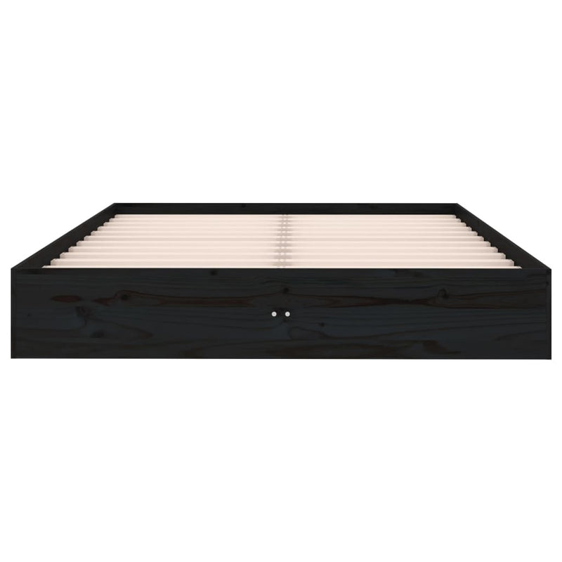 Bed Frame without Mattress Black Solid Wood 120x190 cm Small Double