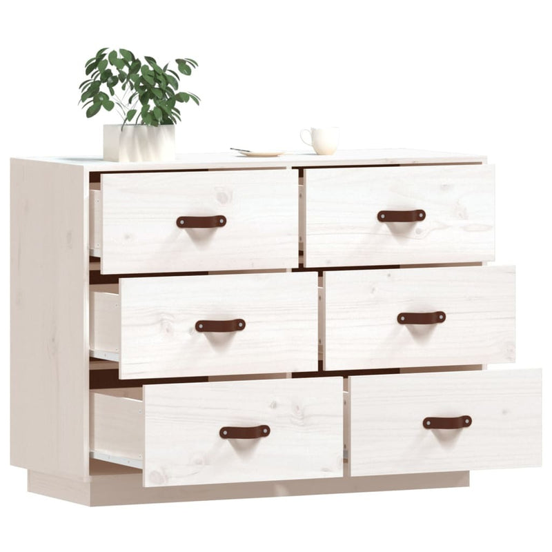 Sideboard White 100x40x75 cm Solid Wood Pine