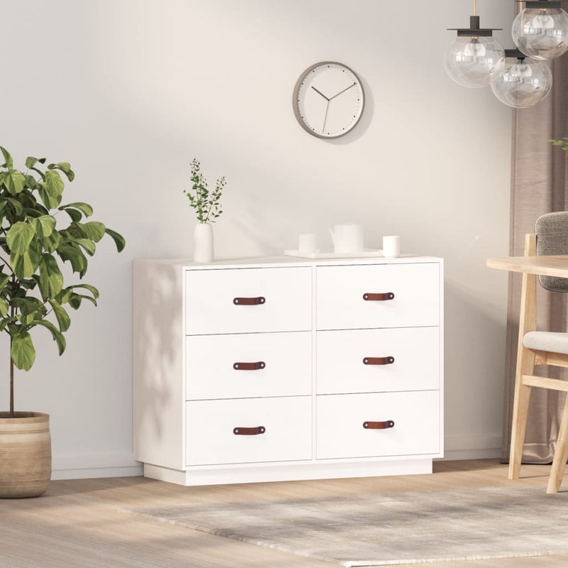 Sideboard White 100x40x75 cm Solid Wood Pine