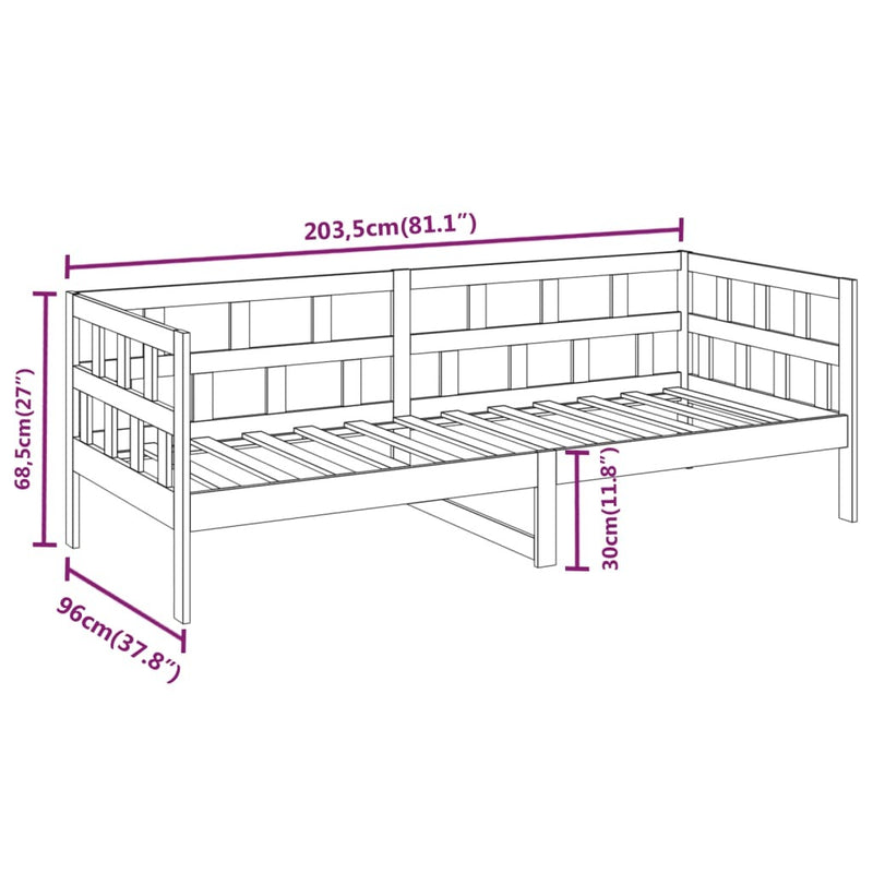 Day Bed without Mattress Honey Brown Solid Wood Pine 90x200 cm