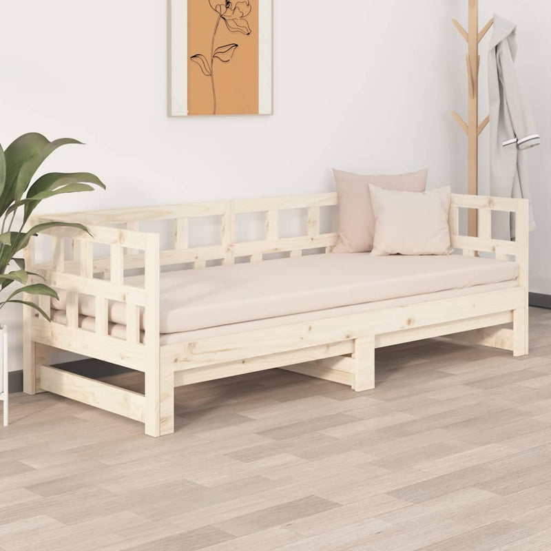 Pull-out Day Bed without Mattress Solid Wood Pine 2x(90x200) cm