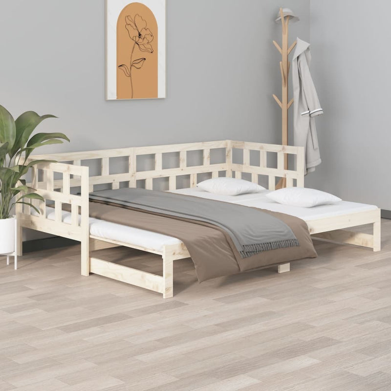 Pull-out Day Bed without Mattress Solid Wood Pine 2x(90x200) cm