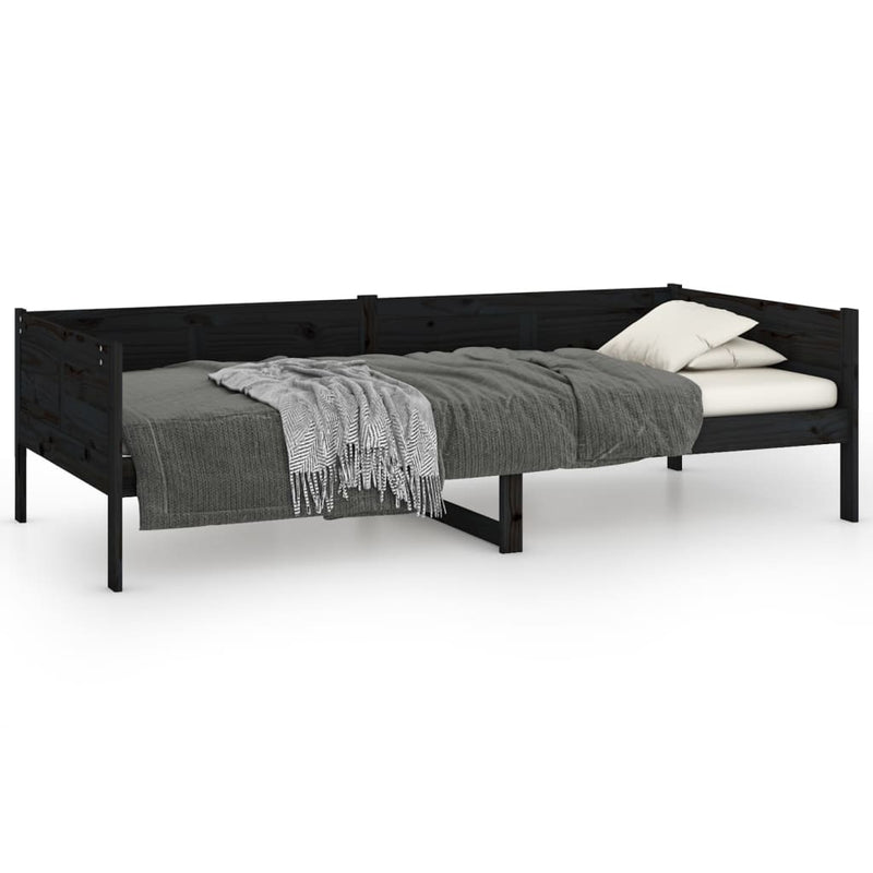 Day Bed without Mattress Black Solid Wood Pine 80x200 cm