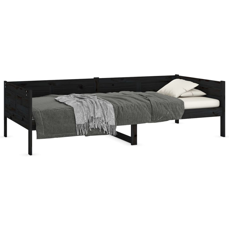 Day Bed without Mattress Black Solid Wood Pine 80x200 cm