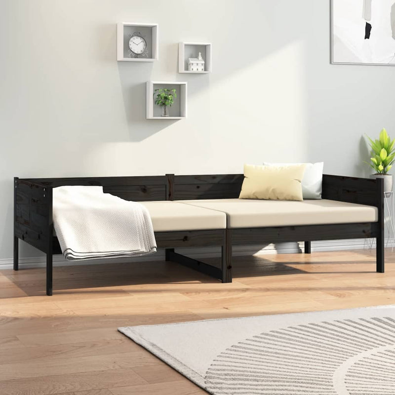 Day Bed without Mattress Black Solid Wood Pine 80x200 cm