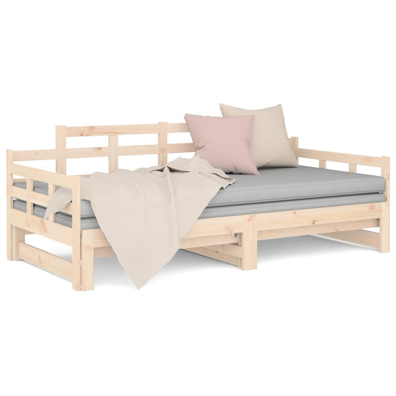 Pull-out Day Bed without Mattress Solid Wood Pine 2x cm