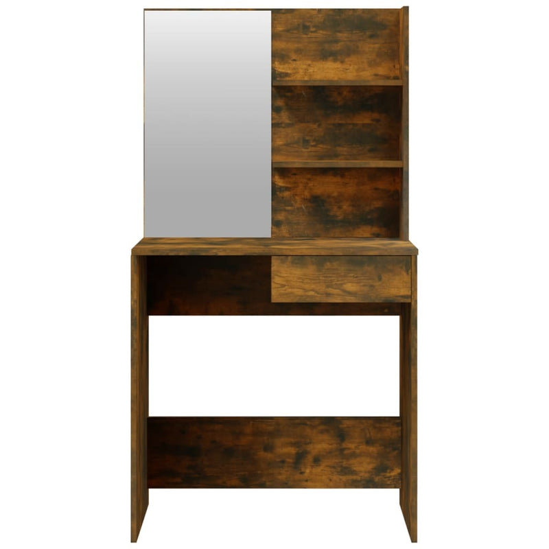 Dressing Table with Mirror Smoked Oak 74.5x40x141 cm