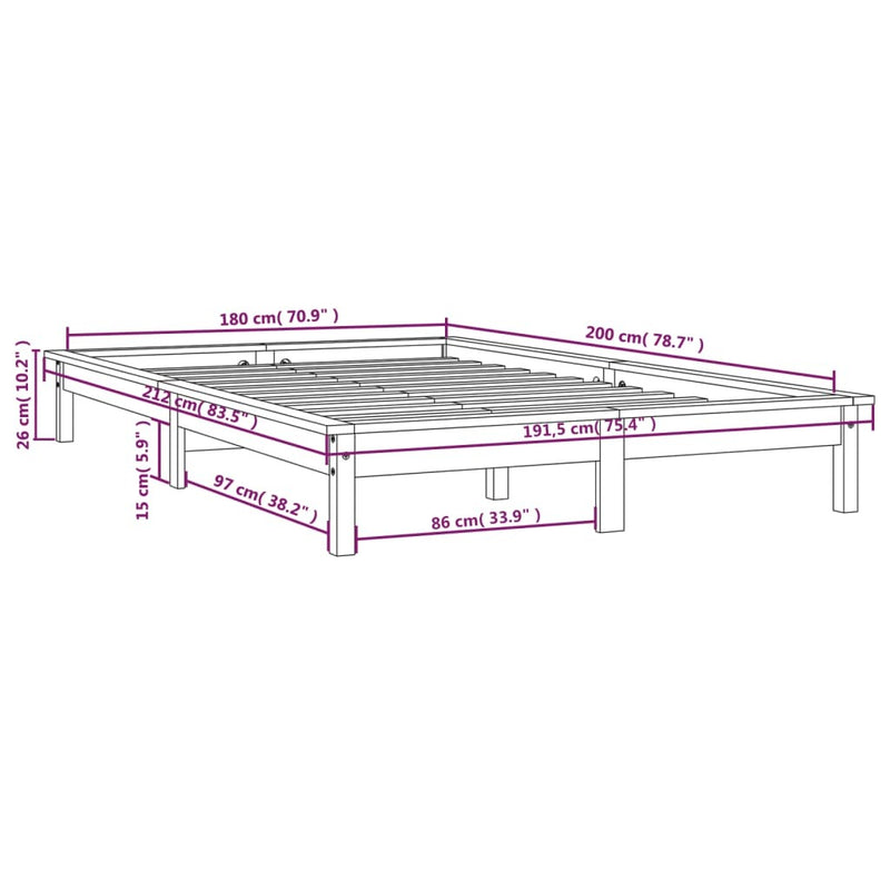 Bed Frame without Mattress Grey Super King Size Solid Wood